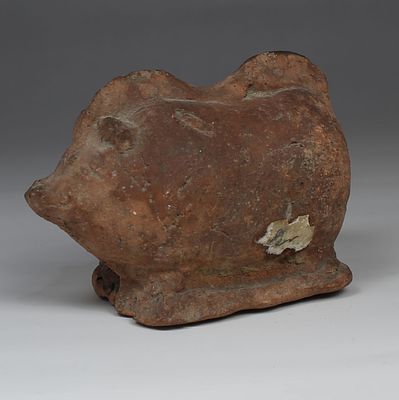 Greek statuette of a boar. ITEM: Statuette of a boar MATERIAL: Pottery CULTURE: Greek 