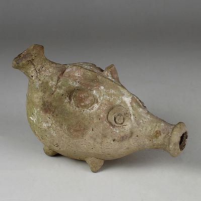 Egyptian askos or flask in the form of a pig, boar or sow. ITEM: Askos or flask in the form of 