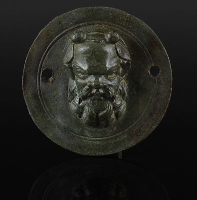 Roman tondo / roundel depicting a Satyr. ITEM: Tondo depicting a Satyr MATERIAL: Bronze 