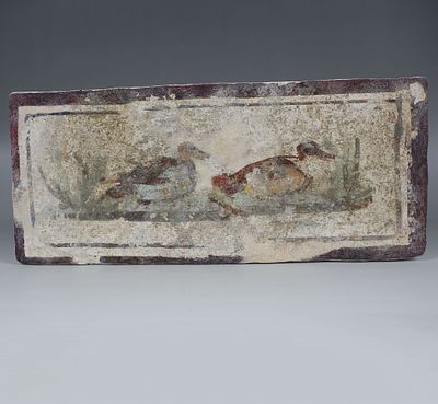 Roman fragment of a wall painting with ducks. ITEM: Fragment of a wall painting with ducks 
