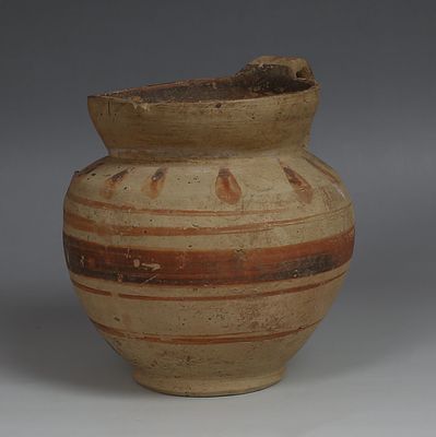 Greek jug. ITEM: Jug MATERIAL: Pottery CULTURE: Greek, Daunian PERIOD: 4th Century B.C 