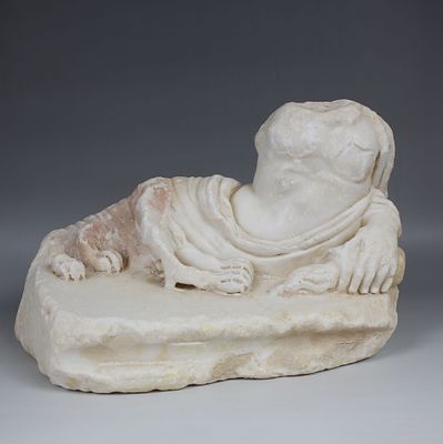 Roman figure of a river god (probably Tiber) with she-wolf. ITEM: Figure of a river god 