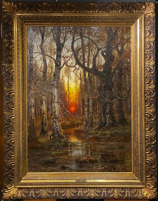 Клевер Ю.Ю. (1850-1924) Профессор пейзажной живописи 
Большой великолепный пейзаж "Осенний 