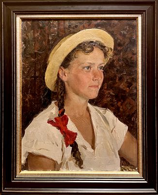 Соколов Николай Александрович (1903-2000) 
"Любочка" 1954 г 
Холст, масло, 50 х 38 см 