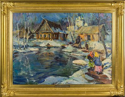 Лапшин Г.А. "Начало весны", х/м, 65х90 см, 2-я четверть 20 века