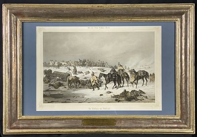 Великолепная Литография "Отступающие французы" Величайшего художника баталиста, Участника войны 