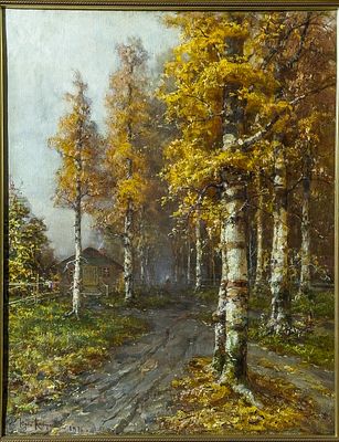 Клевер Ю.Ю. (1850-1924) Профессор пейзажной живописи 
Большой великолепный пейзаж "Золотая 