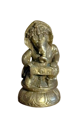 Tibetan Bronze Ganesh, impressed pattern to base, mark on bottom, 8-1/2"h x 4"w x 4"d