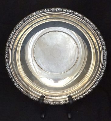 International Sterling Silver "Prelude" vegetable bowl, #0279, floral decorated edge, 9.28 OZT 