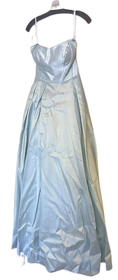 Claire's exclusive a-line gown, size 8, light mint, structural corset-style bodice and pleated 