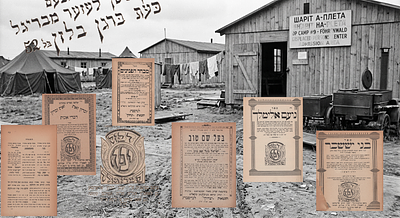 "נדפס בבלוק 52 בברגן בלזן" אוסף 10 ספרי חסידות שנדפסו ב מסירות נפש בידי אודים מוצלים מאש 