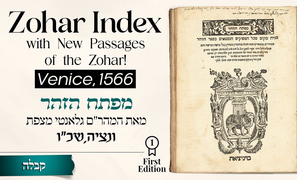 Mafte'ach HaZohar, with New Passages of the Zohar! 
Venice, 1566 
* 
Sefer Mafte'ach 