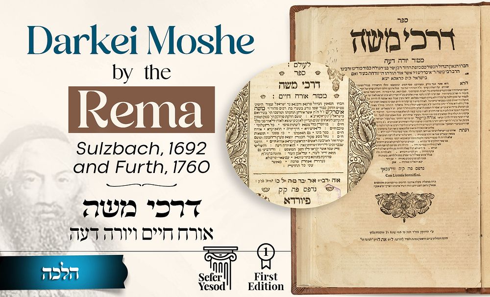 Fundamental Sefer Yesod by the Rema, First Edition: Darkei Moshe HaAruch on Orach Chaim and 