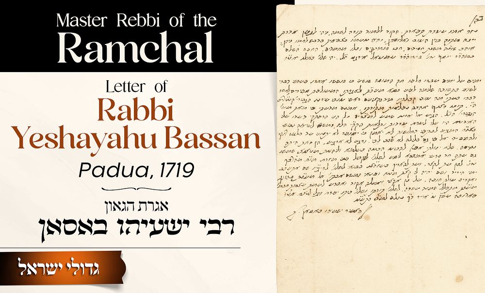 Letter of Rabbi Yeshayahu Bassan, Master Rebbi of the Ramchal, 
to the Kabbalist Rabbi 