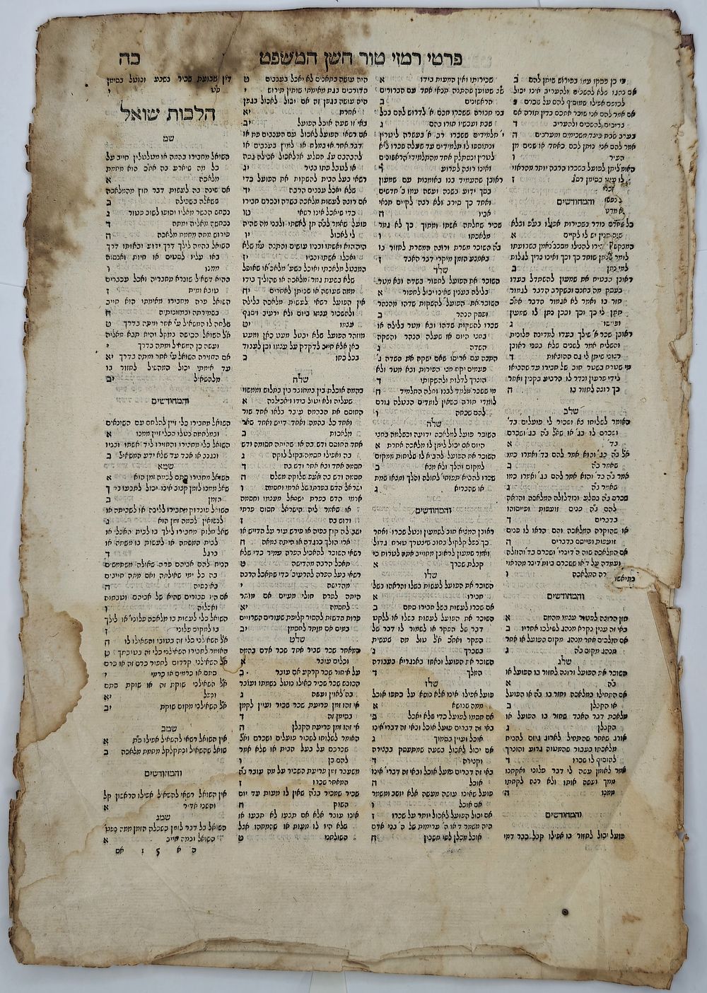 The last pages of the Tur Bet Yosef Choshen Mishpat - Venice, 1595. 
The Zuan Baragadin press 