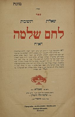 The Shu"t Lechem Shlomo, Orah Hayyim, by Rabbi Shlomo Zalman Ehrenreich, Av Beit Din of Shamloy 