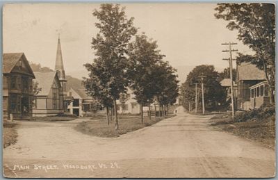 WOODBURY VT MAIN STREET ANTIQUE REAL PHOTO POSTCARD RPPCДРЕВЕСИНА, ВТ, ГЛАВНАЯ УЛИЦА
