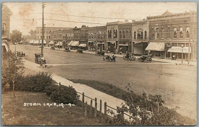 STORM LAKE IA STREET SCENE ANTIQUE REAL PHOTO POSTCARD RPPCШТорм Лейк, IA, УЛИЧНАЯ СЦЕНА