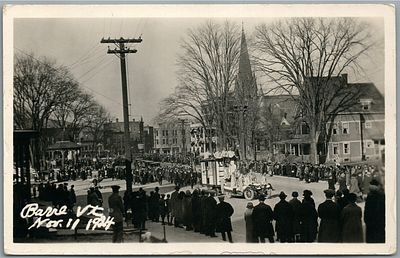 BARRE VT 1924 PATRIOTIC PARADE ANTIQUE REAL PHOTO POSTCARD RPPC БАРР ВТ 1924 ГОД ПАТРИОТИЧЕСКИЙ