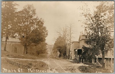 POTTERVILLE PA MAIN STREET ANTIQUE REAL PHOTO POSTCARD RPPCПостcard с реальной фотографией
