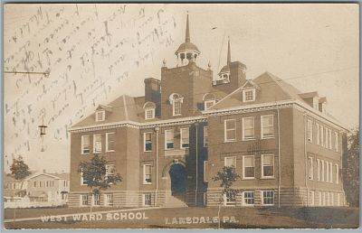 LANDSDALE PA WEST WARD SCHOOL ANTIQUE REAL PHOTO POSTCARD RPPCАНТИКУ СТАРАЯ ФОТООТКРЫТКА ШКОЛЫ