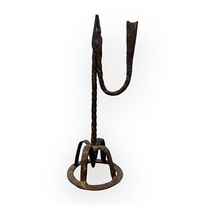 18th C Iron Candleholder. 18th c. Irish Cathedral candle holder