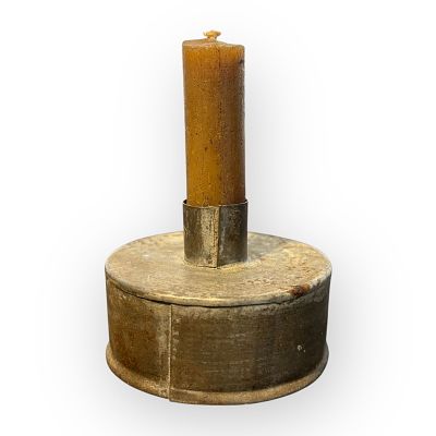 Small Early Tin Single Candle Holder. Cute little 19th century single tin candle holder.