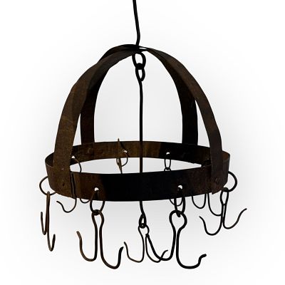 Fine Early Iron Hanging Meat or Pan Rack. A fine early iron hanging rack. 11 inches wide at