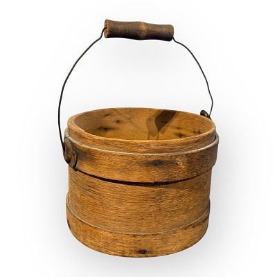 Antique Wood Bail Handle Pantry Box. Cute small 19th century wood bail handle pantry box.