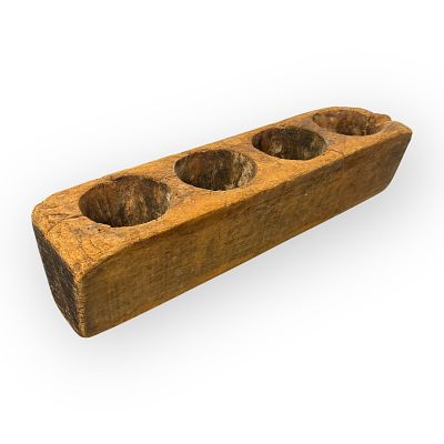 1800's Wood Block Candle Mold. 1800'['s wood block 4 hole candle mold. 15 long x 4 wide at trop