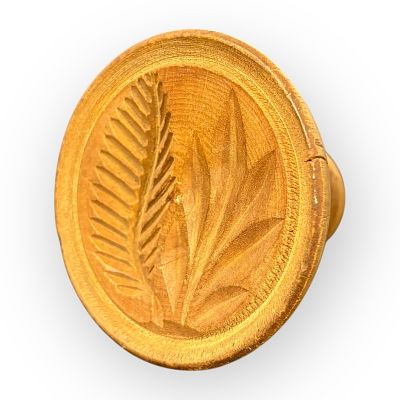 1800s Small Wood Butter Print. Petite little 19th century wood butter print. . 2 5/8 inch, Fern