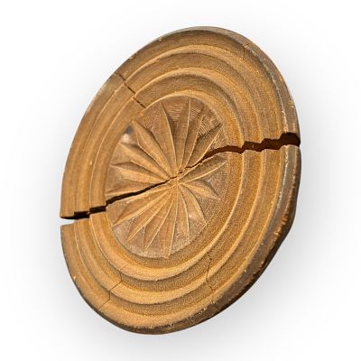 Antique Wood Butter print. Antique 3 5/8 inch butter print. Rings and star design. Old patina.
