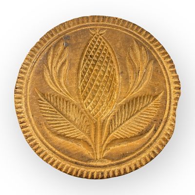 Fine Early Pineapple Carved Butter Print. Fine early large wood butter print. 4 3/4 inch. Nice