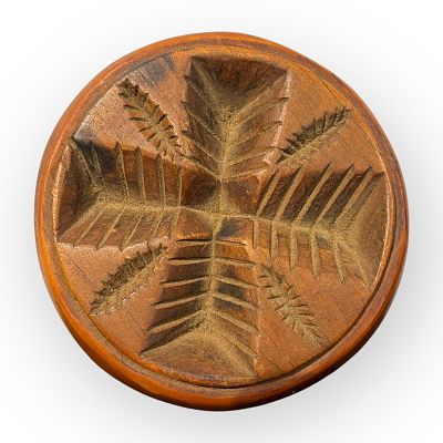 Unique One Piece Wood Butter Print. A unique 19th century carved wood butter print. Never had