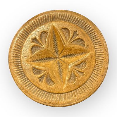Another Well Carved 19th C Wood Butter Print. Another well carved 19th century wood butter