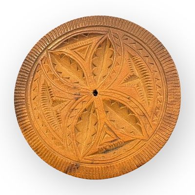 Mid 1800's Well Carved Butter Print. An excellent well carved early wood butter print. Super