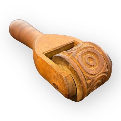 19 C All Wood Pastry Roller. Good clean all wood 19th century pastry roller. Nice turned handle.