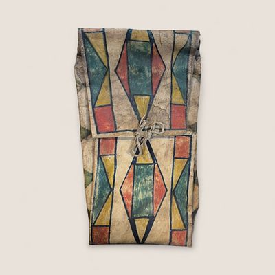 Excellent Crow Parfleche Envelope. Circa 1880-1890, natural colors. Measures approx 26 x 14.5 inches.