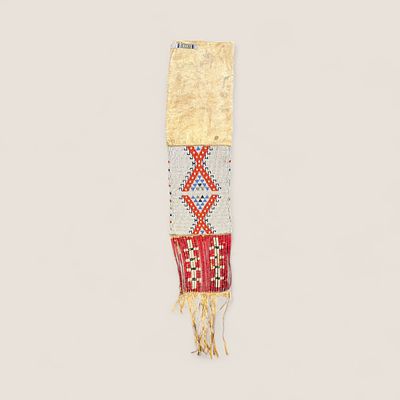 Large Plains Beaded & Quilled Native American Pipe Bag. Measuring approx 39 inches in length x 7 