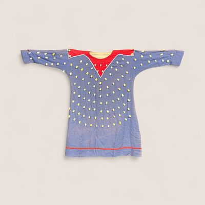 Crow (Native American) Trade Cloth Dress With Cowrie Shells. Measuring approx 44 inches across x 