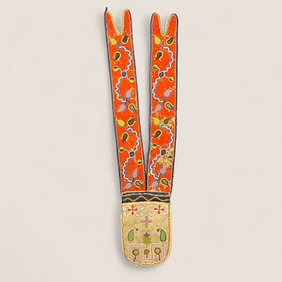 Circa 1860s Metis Cree Bandolier Bag/Shot Pouch. Measuring approx 32 inches in length x 6.5 