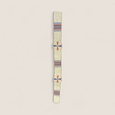Rare Sioux Childs Beaded Blanket Strip. Circa 1890, measuring approx 35 inches in length x 3 