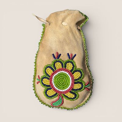 Apache Beaded Pouch. Measuring approx 5.5 inches in length. To bid with us directly, please 