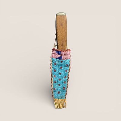 Excellent Blackfoot Beaded Knife Sheath. Measuring approx 7 inches (sheath itself) with a period 
