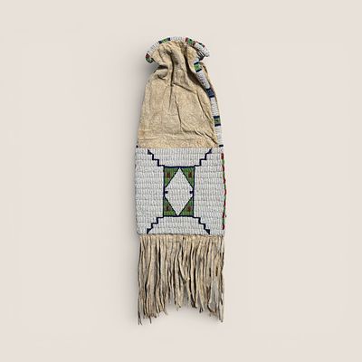 Plains (Sioux) Beaded Pipe Bag. Circa 1890-1910, measuring approx 22.5 inches in length x 7.5 