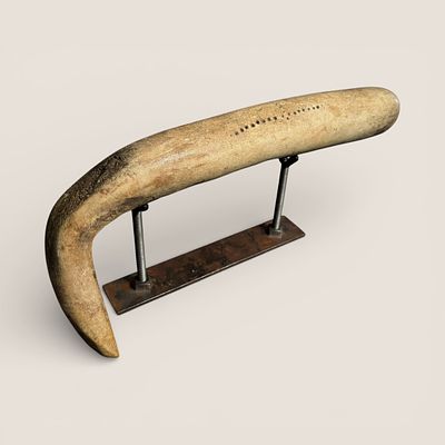 Plaines Elk Bone Hide Scraper. Measuring 12 inches in length, 19th century. To bid with us 