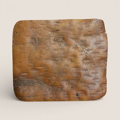 Incised Birchbark Memory Scroll. Circa 1900, Chippewa. Measuring approx 6.5 x 5.5 inches. To bid 