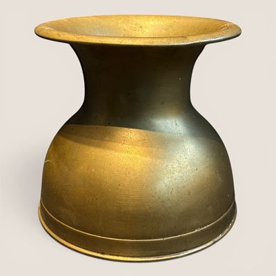 Antique Unusual Shaped Brass Spittoon. Antique unusual, \shaped brass spittoon, nice patinaWe 