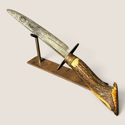 Antler Handled 19th C Bowie Knife. 12 inches in length, good condition.We offer effecient &amp; 