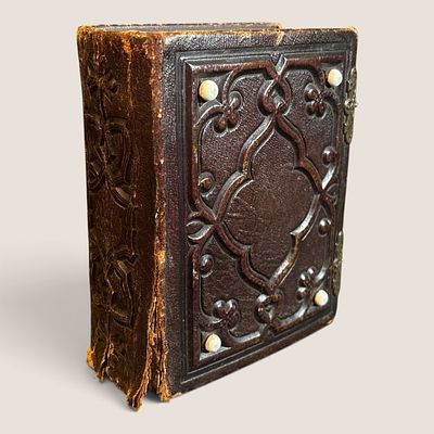 Small Antique Photo Album With 40 Tin Type Photos. Small antique photo album with 40 antique 